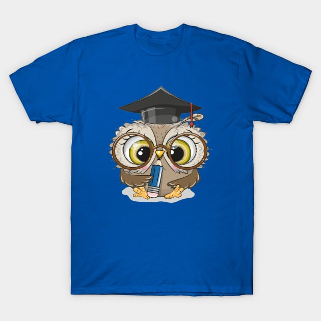Cute Clever owl with pencil and in graduation cap T-Shirt by amramna